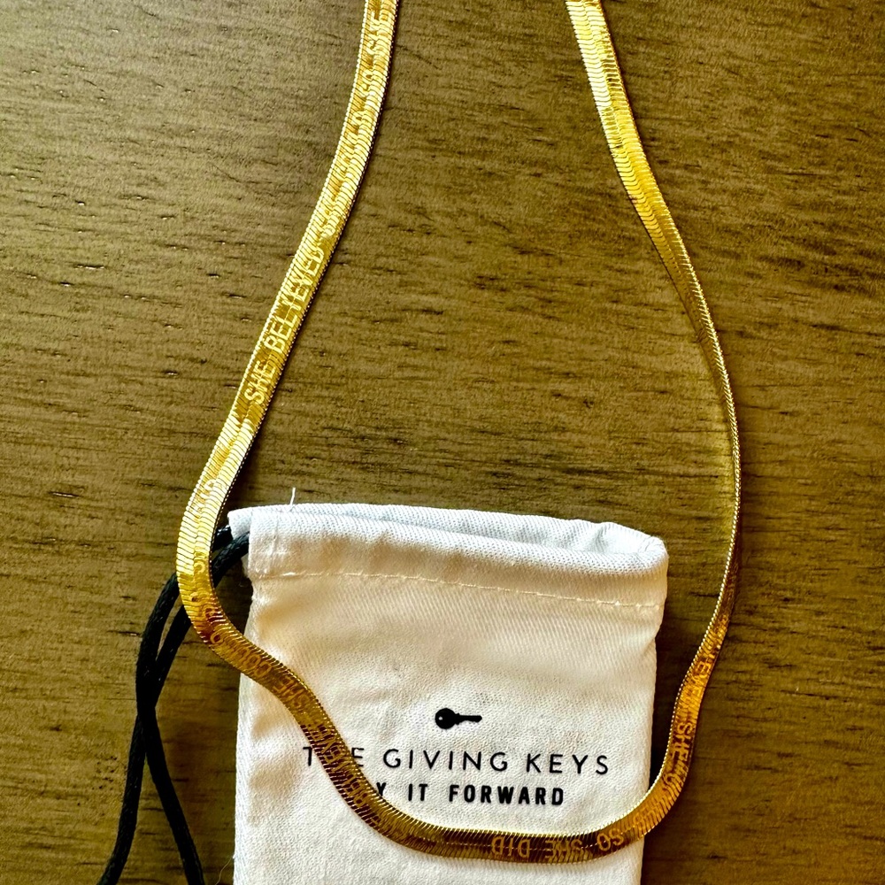 NEW The Giving Keys Gold Herringbone Necklace